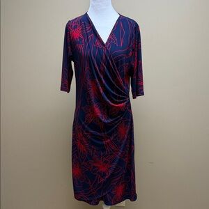 Tommy Bahama‎ Navy and Red Floral Midi Dress